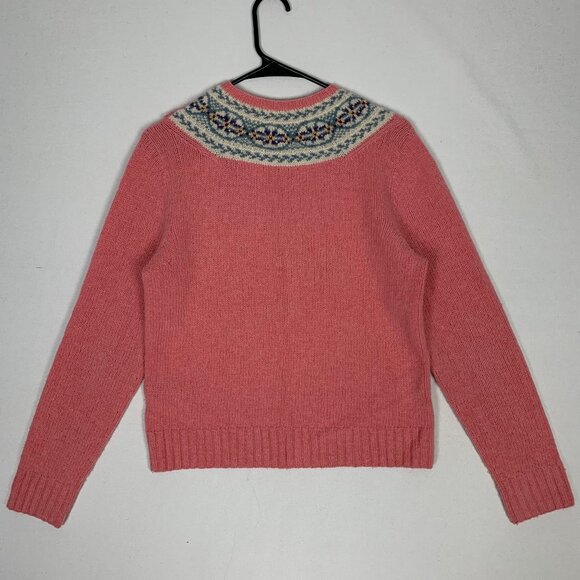 Ralph Lauren Fair Isle Lambs Wool Cashmere Pink Sweater Women's Large - Picture 6 of 10